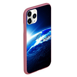 Чехол iPhone 11 Pro матовый Восход солнца в космосе, цвет: 3D-малиновый — фото 2