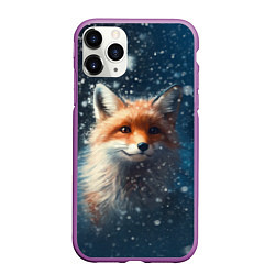 Чехол iPhone 11 Pro матовый Fox in the snow, цвет: 3D-фиолетовый