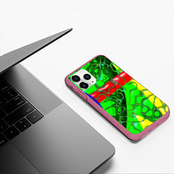 Чехол iPhone 11 Pro матовый Кожаный рельеф, цвет: 3D-малиновый — фото 2