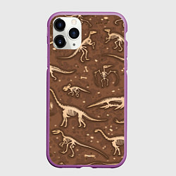 Чехол iPhone 11 Pro матовый Dinosaurs bones, цвет: 3D-фиолетовый