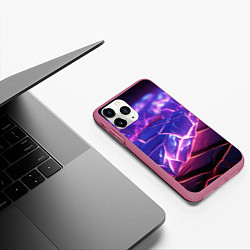 Чехол iPhone 11 Pro матовый Фиолетовые кристалы, цвет: 3D-малиновый — фото 2