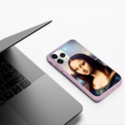 Чехол iPhone 11 Pro матовый Нейросеть - азиатская Мона Лиза, цвет: 3D-розовый — фото 2