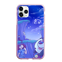 Чехол iPhone 11 Pro матовый The Amazing Digital Circus night, цвет: 3D-розовый