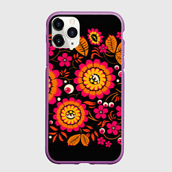 Чехол iPhone 11 Pro матовый Хохлома параноидальная, цвет: 3D-фиолетовый