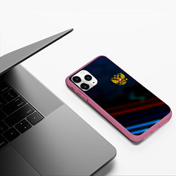 Чехол iPhone 11 Pro матовый Спортивная россия герб, цвет: 3D-малиновый — фото 2