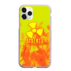 Чехол iPhone 11 Pro матовый Stalker yellow flame, цвет: 3D-светло-сиреневый