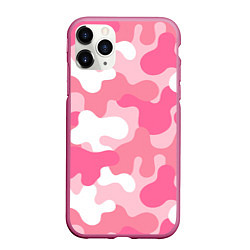 Чехол iPhone 11 Pro матовый Камуфляж розовый, цвет: 3D-малиновый