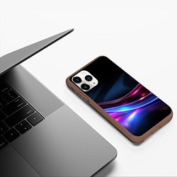 Чехол iPhone 11 Pro матовый Неоновые линии со свечением, цвет: 3D-коричневый — фото 2