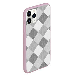 Чехол iPhone 11 Pro матовый Серый плед геометрический узор с текстурой, цвет: 3D-розовый — фото 2