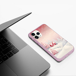 Чехол iPhone 11 Pro матовый Снежное сияние ночи, цвет: 3D-розовый — фото 2