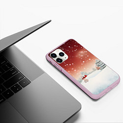 Чехол iPhone 11 Pro матовый Огни рождественского города, цвет: 3D-розовый — фото 2