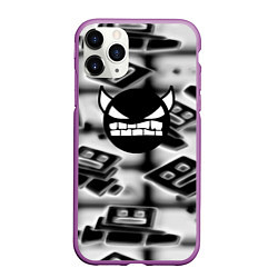 Чехол iPhone 11 Pro матовый Geometry dash gamer, цвет: 3D-фиолетовый