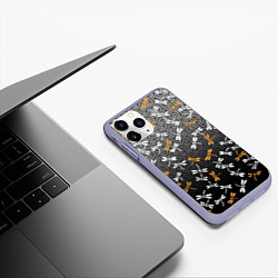 Чехол iPhone 11 Pro матовый Стрекозы поверх графики, цвет: 3D-светло-сиреневый — фото 2
