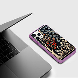 Чехол iPhone 11 Pro матовый Новогодние узоры и деревья, цвет: 3D-фиолетовый — фото 2