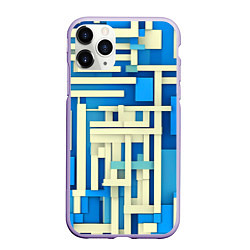 Чехол iPhone 11 Pro матовый Полосы на синем фоне, цвет: 3D-светло-сиреневый