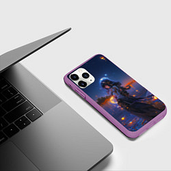 Чехол iPhone 11 Pro матовый Шогун Райден и река, цвет: 3D-фиолетовый — фото 2