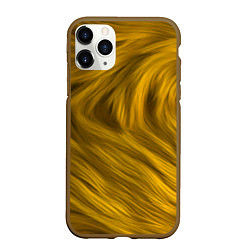 Чехол iPhone 11 Pro матовый Текстура желтой шерсти, цвет: 3D-коричневый