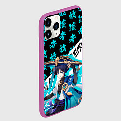 Чехол iPhone 11 Pro матовый Странник - Геншин Импакт, цвет: 3D-фиолетовый — фото 2