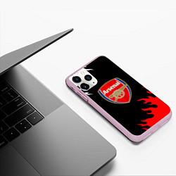 Чехол iPhone 11 Pro матовый Arsenal fc flame, цвет: 3D-розовый — фото 2