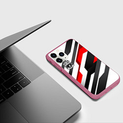Чехол iPhone 11 Pro матовый Ливерпуль - абстракция, цвет: 3D-малиновый — фото 2