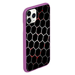 Чехол iPhone 11 Pro матовый Шестиугольник пчелиный улей, цвет: 3D-фиолетовый — фото 2