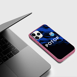 Чехол iPhone 11 Pro матовый Ротор Волгоград - синий и черный, цвет: 3D-малиновый — фото 2