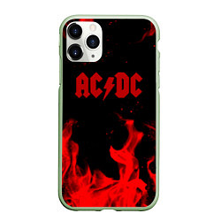 Чехол iPhone 11 Pro матовый AC DC огненный стиль, цвет: 3D-салатовый