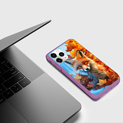 Чехол iPhone 11 Pro матовый Лиса осень-зима, цвет: 3D-фиолетовый — фото 2