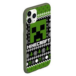 Чехол iPhone 11 Pro матовый Minecraft christmas sweater, цвет: 3D-темно-зеленый — фото 2