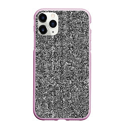 Чехол iPhone 11 Pro матовый Чёрные и белые узоры, цвет: 3D-розовый