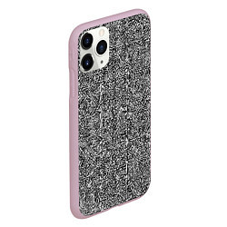 Чехол iPhone 11 Pro матовый Чёрные и белые узоры, цвет: 3D-розовый — фото 2