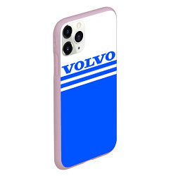 Чехол iPhone 11 Pro матовый Вольво - две синии полосы, цвет: 3D-розовый — фото 2