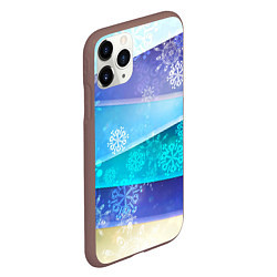 Чехол iPhone 11 Pro матовый Абстрактный синий волнистый фон со снежинками, цвет: 3D-коричневый — фото 2