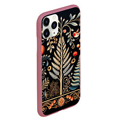 Чехол iPhone 11 Pro матовый Зимняя вязь, цвет: 3D-малиновый — фото 2