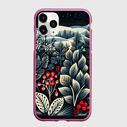 Чехол iPhone 11 Pro матовый Хрустальные рисунки, цвет: 3D-малиновый