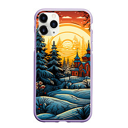 Чехол iPhone 11 Pro матовый Украшения зимы, цвет: 3D-светло-сиреневый