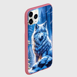 Чехол iPhone 11 Pro матовый Волк в зимнем ночном лесу, цвет: 3D-малиновый — фото 2