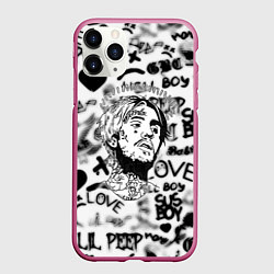 Чехол iPhone 11 Pro матовый Lil peep автограф, цвет: 3D-малиновый