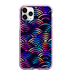 Чехол iPhone 11 Pro матовый Разноцветные волны-чешуйки, цвет: 3D-розовый