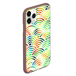 Чехол iPhone 11 Pro матовый Белая рыба - чешуя-волна, цвет: 3D-коричневый — фото 2
