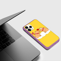 Чехол iPhone 11 Pro матовый Влюбленный капибара, цвет: 3D-фиолетовый — фото 2