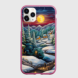 Чехол iPhone 11 Pro матовый Загадочный Новый год, цвет: 3D-малиновый