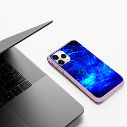 Чехол iPhone 11 Pro матовый Синий лёд и снежинки, цвет: 3D-розовый — фото 2