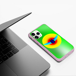 Чехол iPhone 11 Pro матовый Скарабей в желтом круге, цвет: 3D-розовый — фото 2