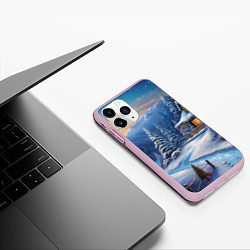Чехол iPhone 11 Pro матовый Вихрь праздничных огней, цвет: 3D-розовый — фото 2