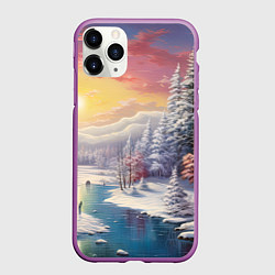 Чехол iPhone 11 Pro матовый Сказочное сияние нового года, цвет: 3D-фиолетовый
