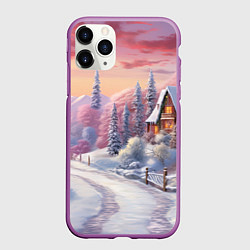 Чехол iPhone 11 Pro матовый Волшебное сияние новогодних огней, цвет: 3D-фиолетовый