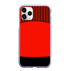 Чехол iPhone 11 Pro матовый Оранжево черный комбинированный узор в полоску, цвет: 3D-светло-сиреневый