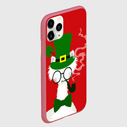 Чехол iPhone 11 Pro матовый Лама - альпака в день Патрика, цвет: 3D-малиновый — фото 2