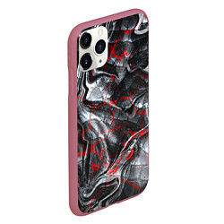 Чехол iPhone 11 Pro матовый Красные узоры, цвет: 3D-малиновый — фото 2